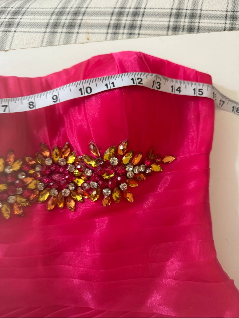 May Queen Couture Vintage Strapless Barbie Hot Pink Beaded Ruffle Gown NWOT 6 - Picture 15 of 16